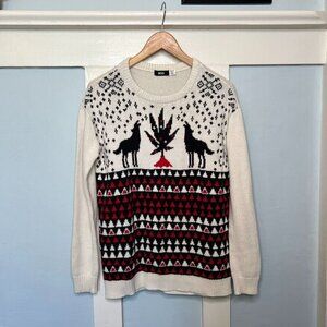 BDG MJ Leaf Tree Wolves Knit Christmas Sweater XS